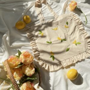 Tote-bag brodé à volants - Collection Citron